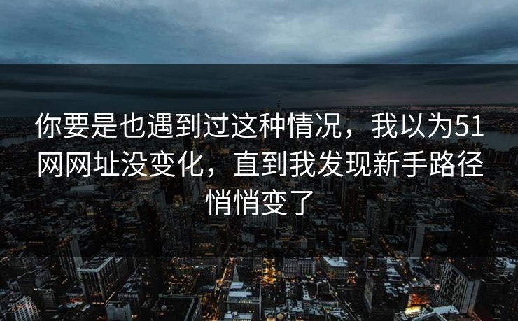 你要是也遇到过这种情况，我以为51网网址没变化，直到我发现新手路径悄悄变了