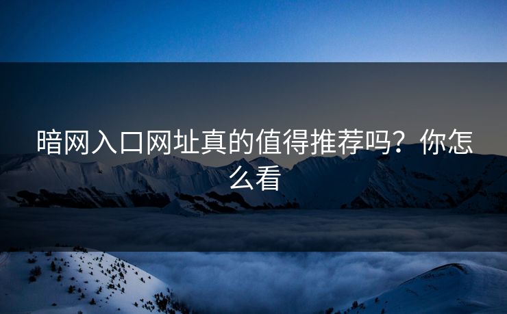 暗网入口网址真的值得推荐吗？你怎么看