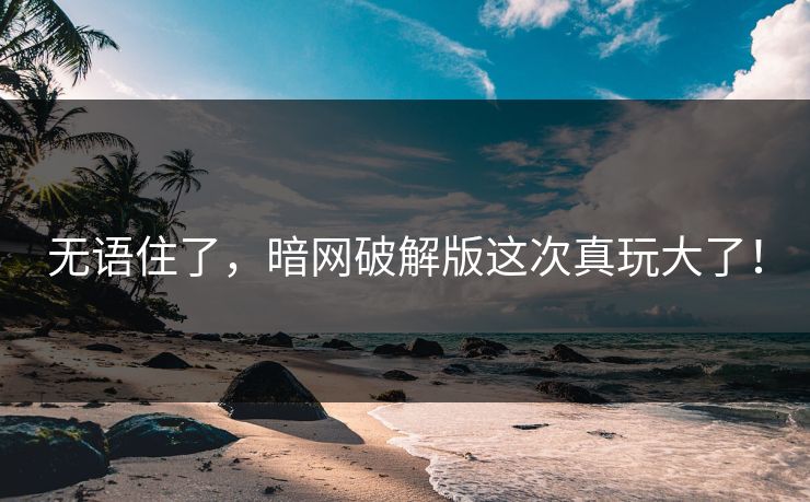 无语住了，暗网破解版这次真玩大了！