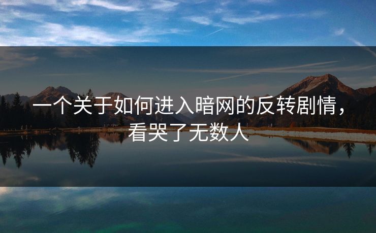 一个关于如何进入暗网的反转剧情，看哭了无数人