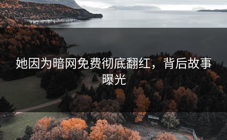 她因为暗网免费彻底翻红，背后故事曝光