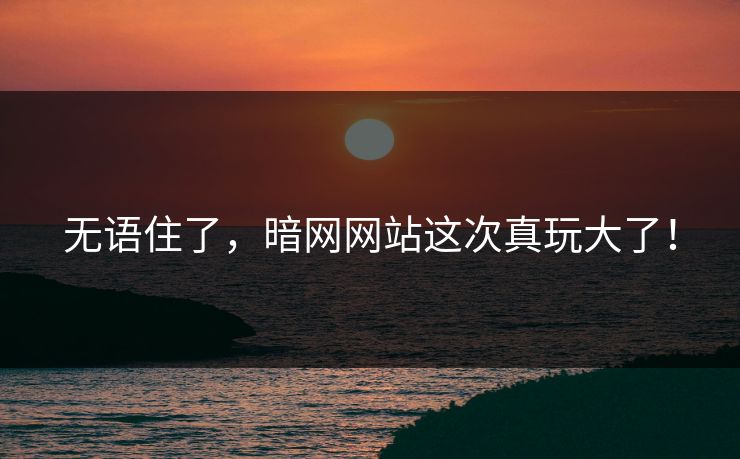 无语住了，暗网网站这次真玩大了！