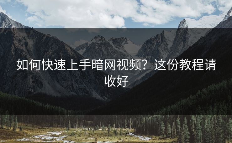 如何快速上手暗网视频？这份教程请收好