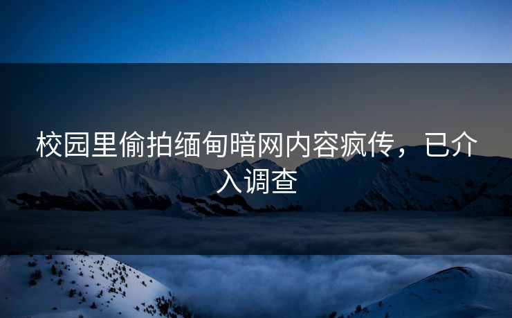 校园里偷拍缅甸暗网内容疯传，已介入调查