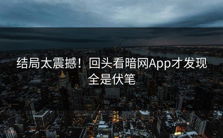 结局太震撼！回头看暗网App才发现全是伏笔