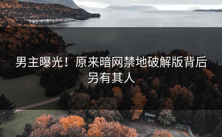 男主曝光！原来暗网禁地破解版背后另有其人