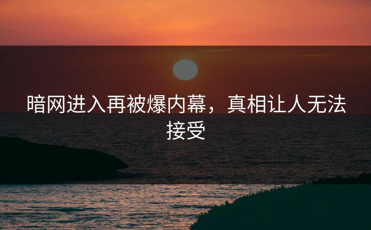 暗网进入再被爆内幕，真相让人无法接受