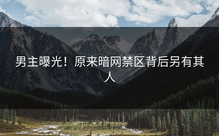 男主曝光！原来暗网禁区背后另有其人