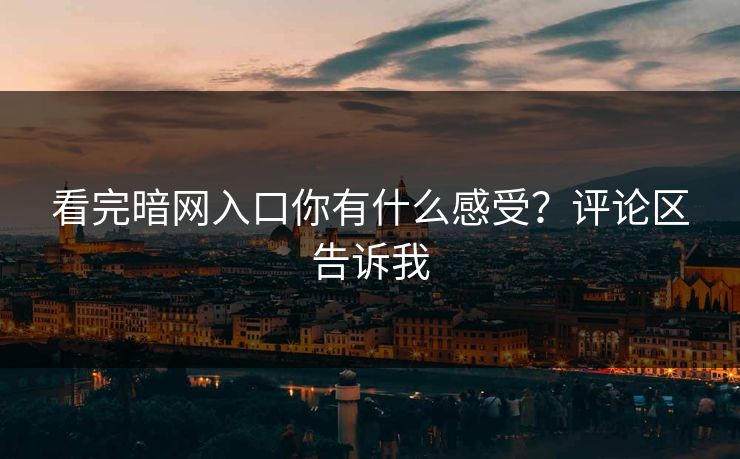 看完暗网入口你有什么感受？评论区告诉我