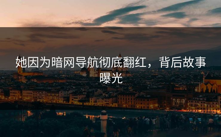 她因为暗网导航彻底翻红，背后故事曝光