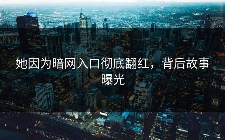 她因为暗网入口彻底翻红，背后故事曝光