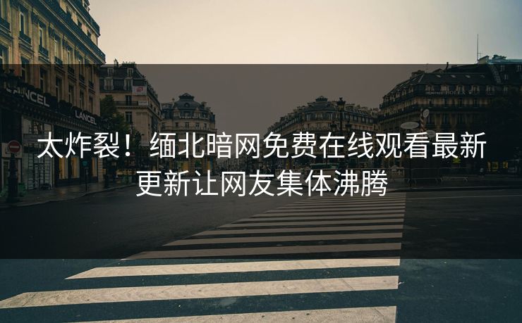 太炸裂！缅北暗网免费在线观看最新更新让网友集体沸腾