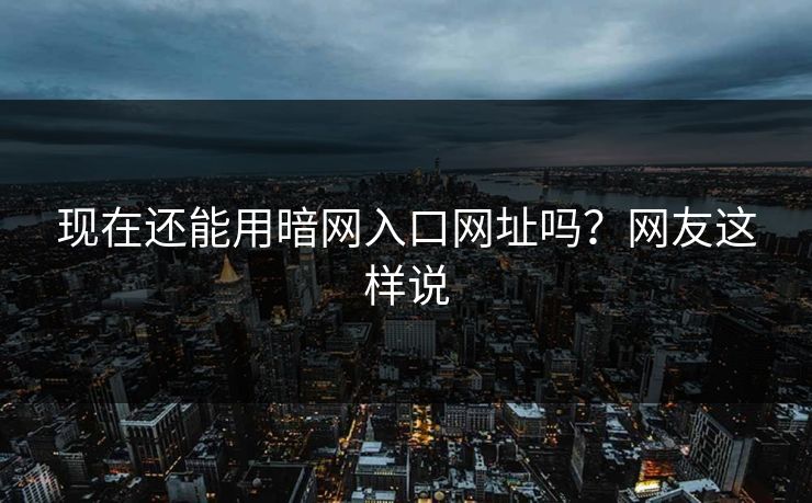 现在还能用暗网入口网址吗？网友这样说