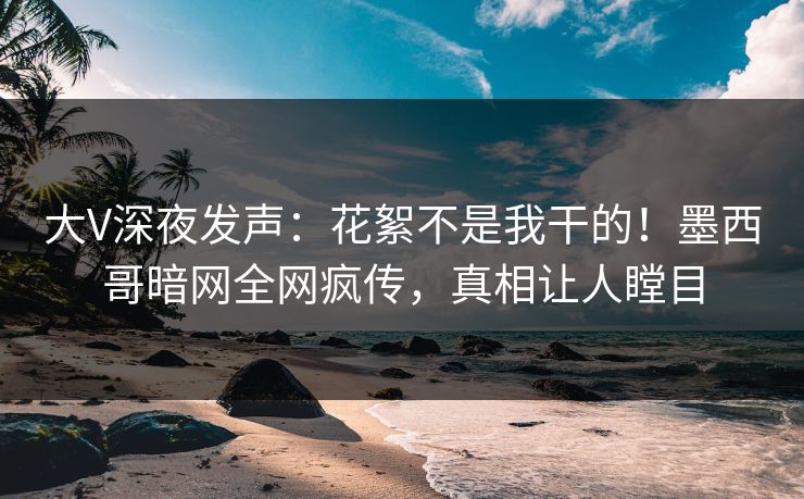 大V深夜发声：花絮不是我干的！墨西哥暗网全网疯传，真相让人瞠目