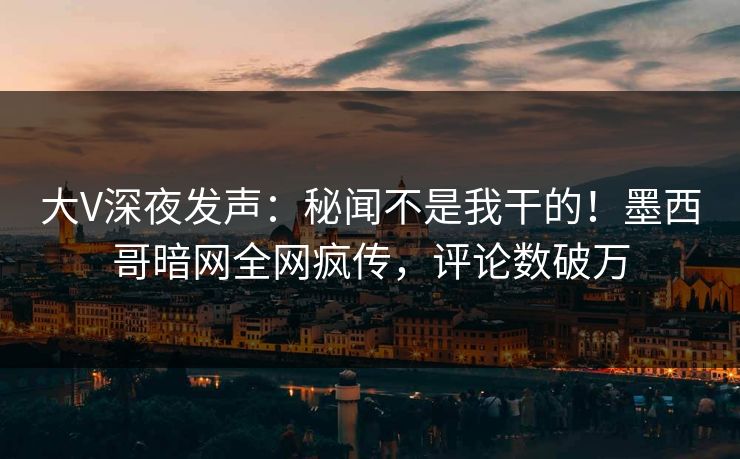 大V深夜发声：秘闻不是我干的！墨西哥暗网全网疯传，评论数破万