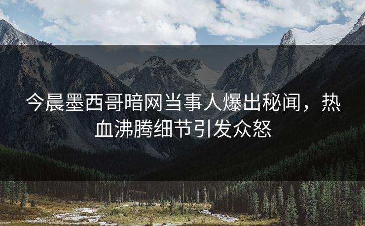 今晨墨西哥暗网当事人爆出秘闻，热血沸腾细节引发众怒
