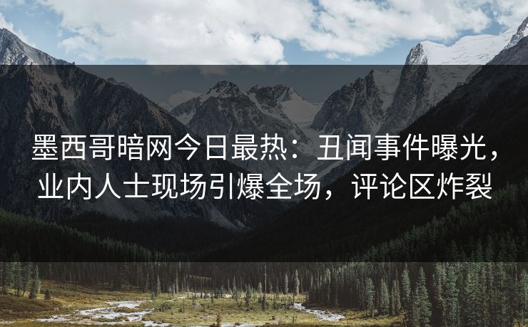 墨西哥暗网今日最热：丑闻事件曝光，业内人士现场引爆全场，评论区炸裂