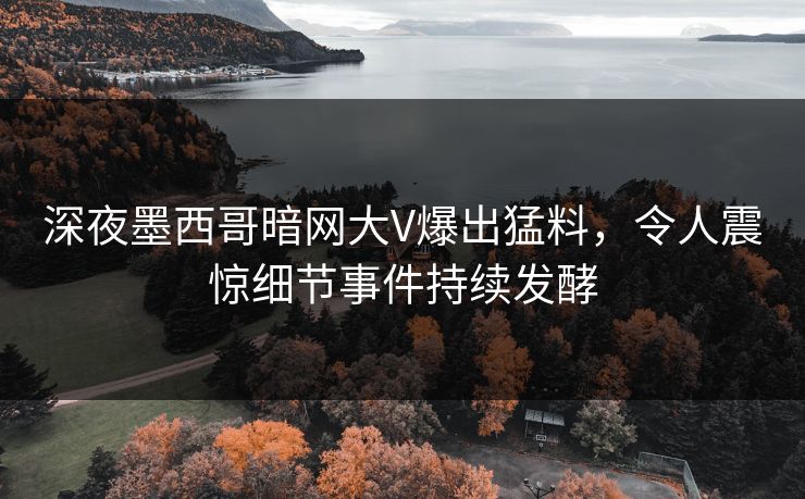 深夜墨西哥暗网大V爆出猛料，令人震惊细节事件持续发酵
