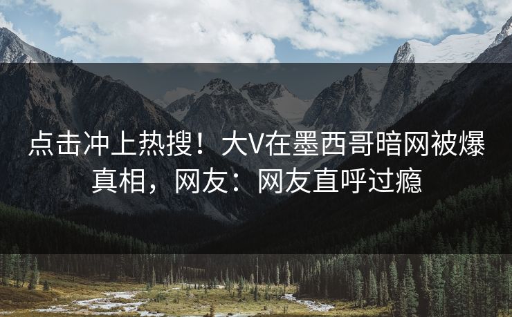点击冲上热搜！大V在墨西哥暗网被爆真相，网友：网友直呼过瘾