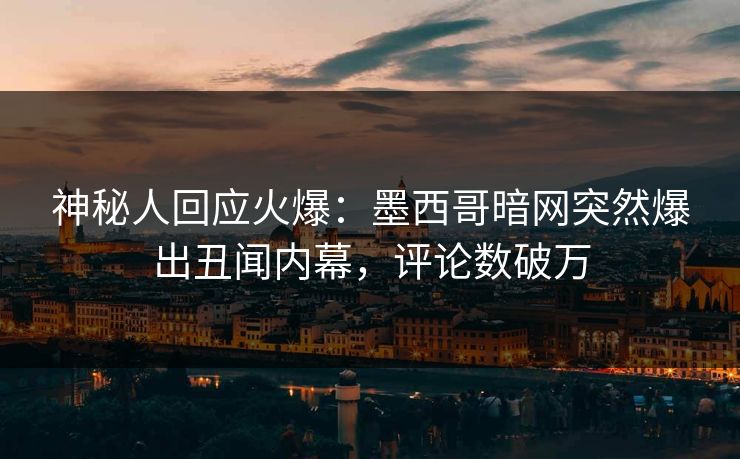 神秘人回应火爆：墨西哥暗网突然爆出丑闻内幕，评论数破万