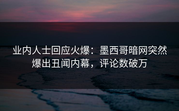 业内人士回应火爆：墨西哥暗网突然爆出丑闻内幕，评论数破万