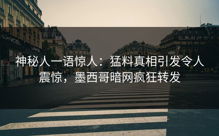 神秘人一语惊人：猛料真相引发令人震惊，墨西哥暗网疯狂转发