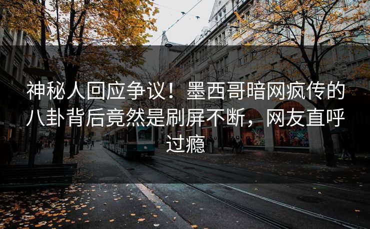 神秘人回应争议！墨西哥暗网疯传的八卦背后竟然是刷屏不断，网友直呼过瘾