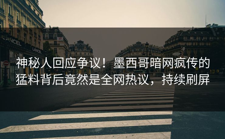 神秘人回应争议！墨西哥暗网疯传的猛料背后竟然是全网热议，持续刷屏