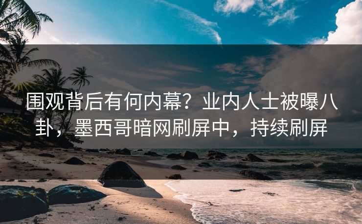 围观背后有何内幕？业内人士被曝八卦，墨西哥暗网刷屏中，持续刷屏