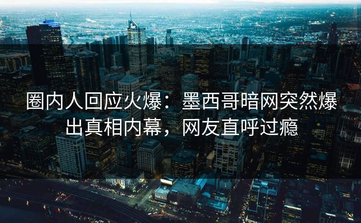 圈内人回应火爆：墨西哥暗网突然爆出真相内幕，网友直呼过瘾