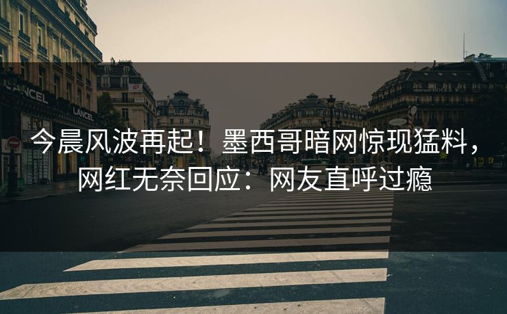 今晨风波再起！墨西哥暗网惊现猛料，网红无奈回应：网友直呼过瘾