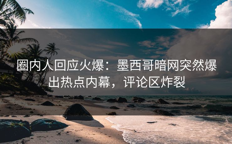 圈内人回应火爆：墨西哥暗网突然爆出热点内幕，评论区炸裂