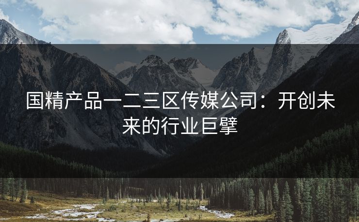 国精产品一二三区传媒公司：开创未来的行业巨擘