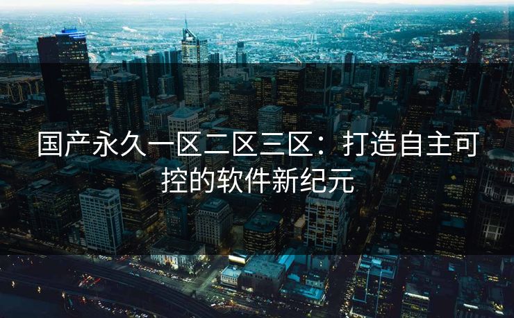 国产永久一区二区三区：打造自主可控的软件新纪元