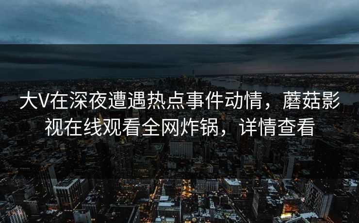 大V在深夜遭遇热点事件动情，蘑菇影视在线观看全网炸锅，详情查看